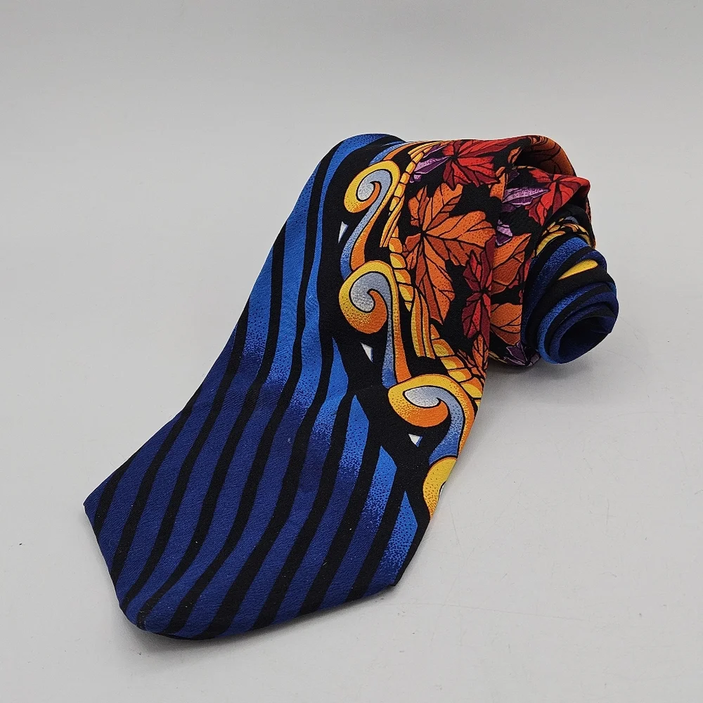 Rare Rush Limbaaug + no boundaries Blue Autumn Leaves Silk Tie